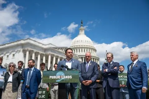 Rep Vasquez speaking about public lands caucus